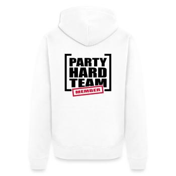 Party Hard Team Member - Unisex Premium Organic Zip Hoodie - white - Back - Thijin (182cm)