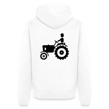 Farmer With Tractor - Unisex Premium Organic Zip Hoodie - white - Back - Thijin (182cm)