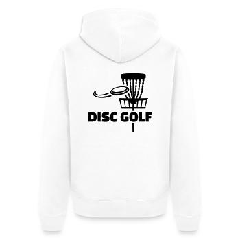 Disc golf - Unisex Premium Bio Zip Hoodie - Weiß - Hinten - Thijin (182cm)