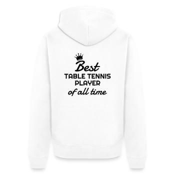 Table Tennis - Ping Pong - Sport - Racket - Ball - Unisex Premium Bio Zip Hoodie - Weiß - Hinten - Thijin (182cm)