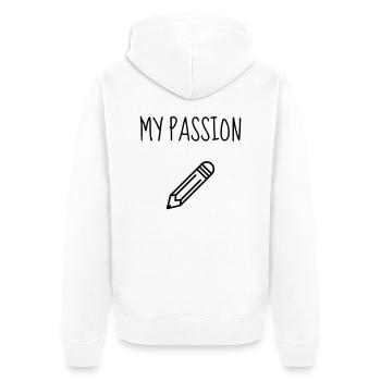 Dessin / Dessinateur / Drawing / Drawer - Veste à capuche bio Premium Unisexe - blanc - Dos - Thijin (182cm)