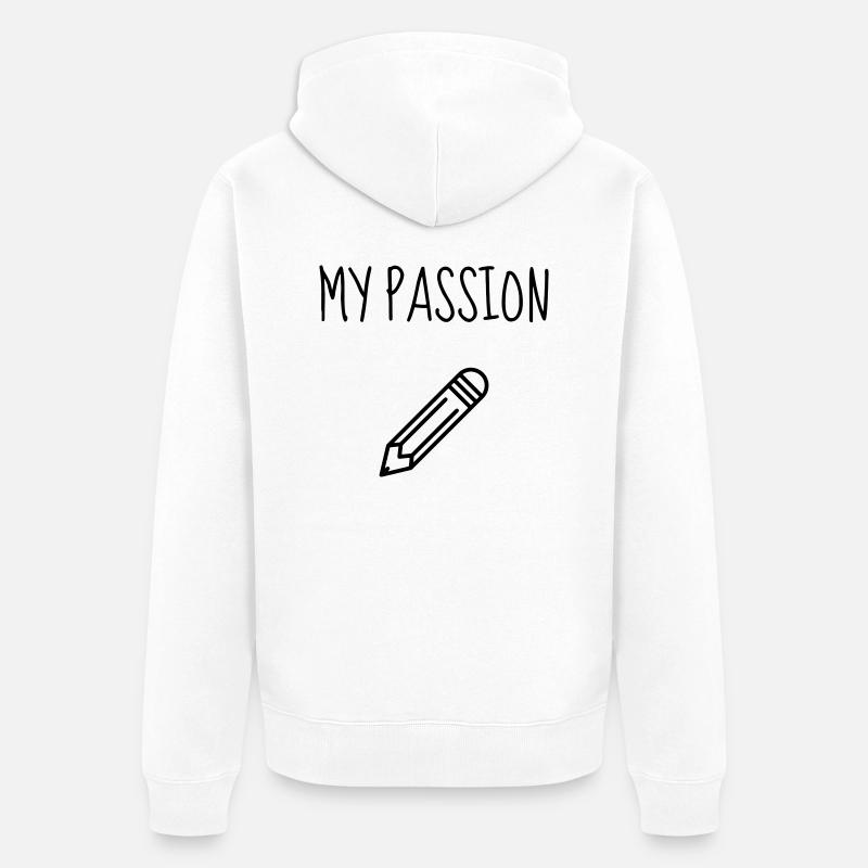 Dessin / Dessinateur / Drawing / Drawer - Veste à capuche bio Premium Unisexe - blanc