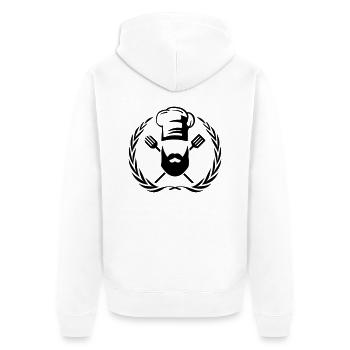cook design beard - Unisex Premium Bio Zip Hoodie - Weiß - Hinten - Thijin (182cm)