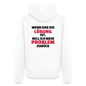 Lösung - Unisex Premium Bio Zip Hoodie - Weiß - Hinten - Thijin (182cm)