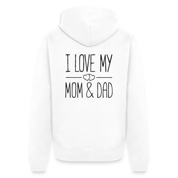 i love mom and dad - Unisex Premium Bio Zip Hoodie - Weiß - Hinten - Thijin (182cm)