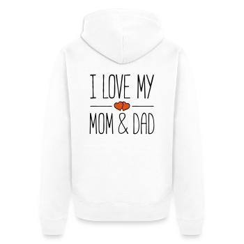 mom and dad i love - Unisex Premium Bio Zip Hoodie - Weiß - Hinten - Thijin (182cm)