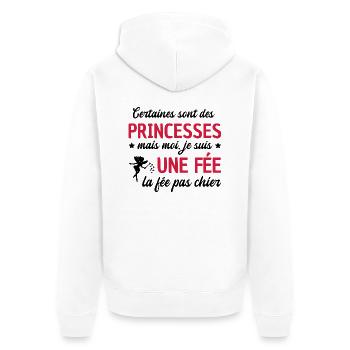 Princesses mais une fée / la fée pas chier - Veste à capuche bio Premium Unisexe - blanc - Dos - Thijin (182cm)