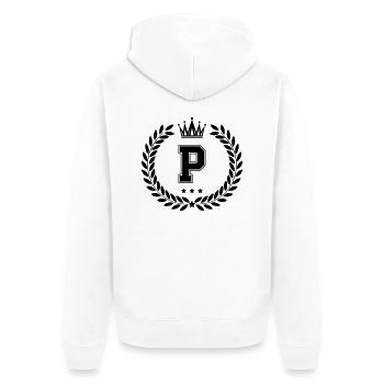 wappen P - Unisex Premium Bio Zip Hoodie - Weiß - Hinten - Thijin (182cm)