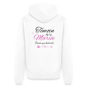 témoin de la mariée-tshirt assorti - Veste à capuche bio Premium Unisexe - blanc - Dos - Thijin (182cm)