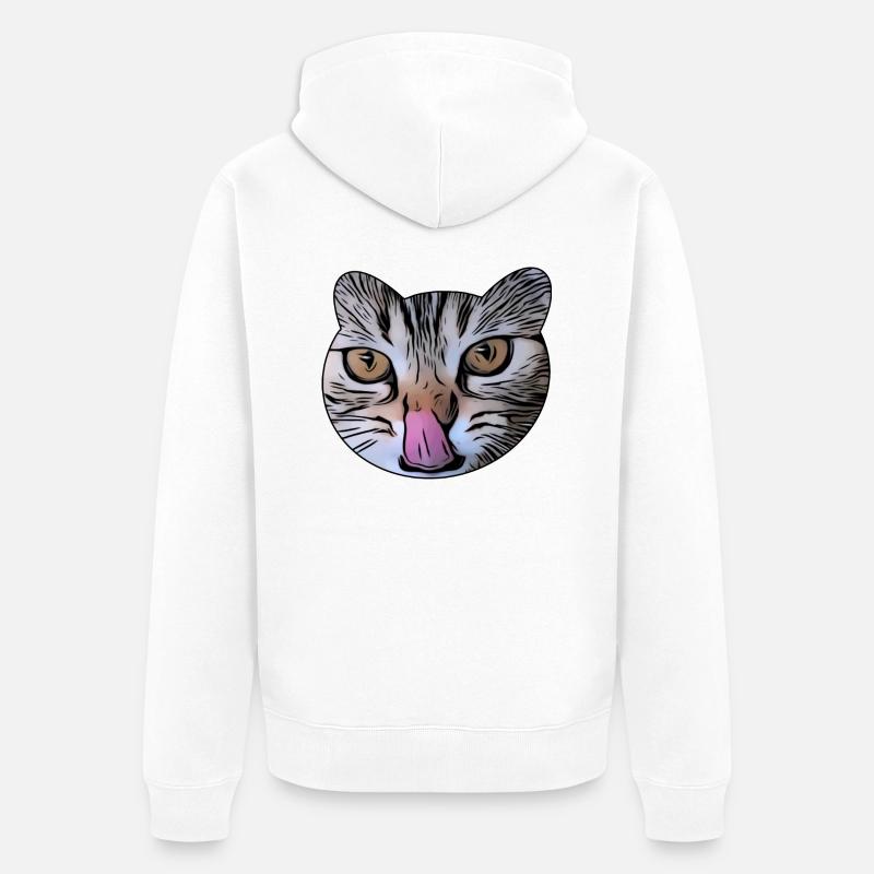 Chat léché - Veste à capuche bio Premium Unisexe - blanc