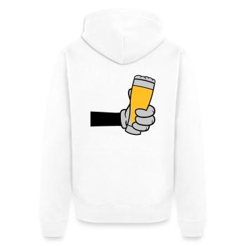 Bierglas anstoßen Comic Hand - Unisex Premium Bio Zip Hoodie - Weiß - Hinten - Thijin (182cm)