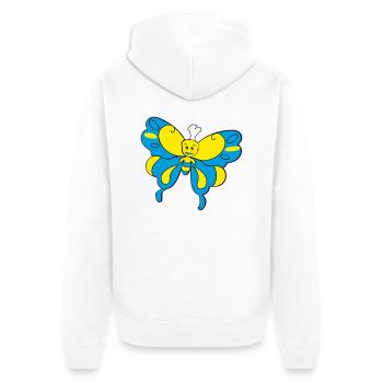 bunter Schmetterling > Vectorgraphic - Unisex Premium Bio Zip Hoodie - Weiß - Hinten - Thijin (182cm)