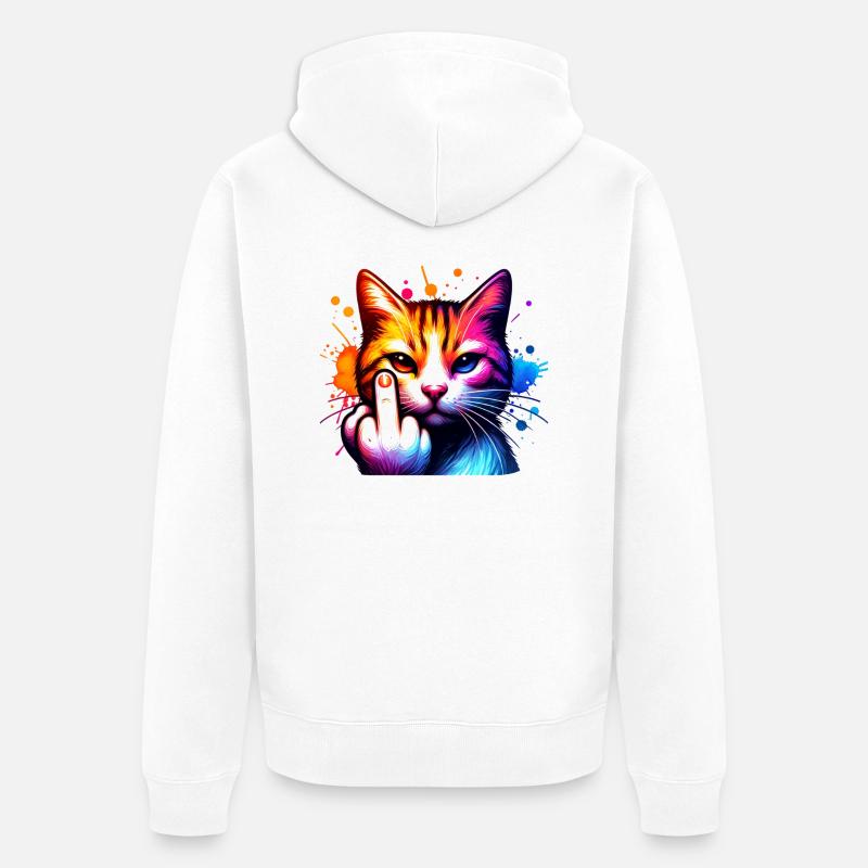 Drôle de chat maléfique - Veste à capuche bio Premium Unisexe - blanc