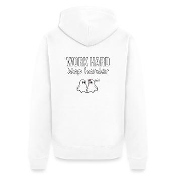 V01 GHOST QUOTES 12 - Unisex Premium Organic Zip Hoodie - white - Back - Thijin (182cm)