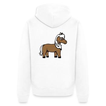 Pferd Süß Pony Fohlen Pferdemädchen Niedlich Comic - Unisex Premium Bio Zip Hoodie - Weiß - Hinten - Thijin (182cm)