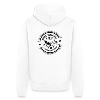 Angeln - Unisex Premium Bio Zip Hoodie - Weiß - Hinten - Thijin (182cm)