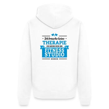 Nur ins Fitnessstudio - Unisex Premium Bio Zip Hoodie - Weiß - Hinten - Thijin (182cm)