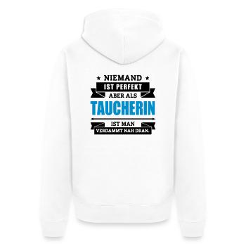 Funshirt Taucherin - Unisex Premium Bio Zip Hoodie - Weiß - Hinten - Thijin (182cm)