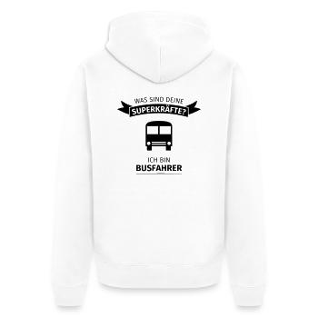 Busfahrer - Was sind deine Superkräfte - Unisex Premium Bio Zip Hoodie - Weiß - Hinten - Thijin (182cm)