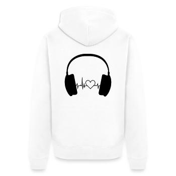 Casque d'écoute Beat et Heart - Veste à capuche bio Premium Unisexe - blanc - Dos - Thijin (182cm)