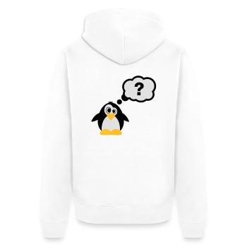 Pinguine Fragezeichen - Unisex Premium Bio Zip Hoodie - Weiß - Hinten - Thijin (182cm)