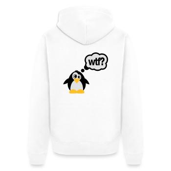 pinguine wtf - Unisex Premium Bio Zip Hoodie - Weiß - Hinten - Thijin (182cm)