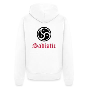 Sex__V015 - Unisex Premium Bio Zip Hoodie - Weiß - Hinten - Thijin (182cm)