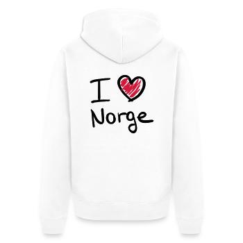 i_love_norge__f2 - Unisex Premium Bio Zip Hoodie - Weiß - Hinten - Thijin (182cm)