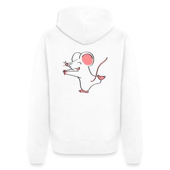 Mäusepaar Teil 1 - Unisex Premium Bio Zip Hoodie - Weiß - Hinten - Thijin (182cm)