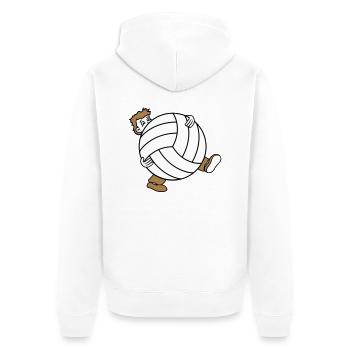 riesig volleyball sport verein kugel ball tragen s - Unisex Premium Bio Zip Hoodie - Weiß - Hinten - Thijin (182cm)