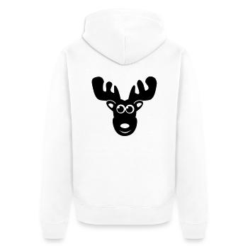 Elch Karibu Rentier Reh schnee Hirsch Weihnachten - Unisex Premium Bio Zip Hoodie - Weiß - Hinten - Thijin (182cm)