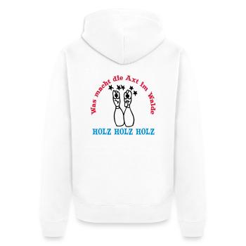 holz holz holz ... von wicki_de - Unisex Premium Bio Zip Hoodie - Weiß - Hinten - Thijin (182cm)