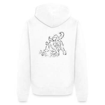 Bull - Unisex Premium Organic Zip Hoodie - white - Back - Thijin (182cm)