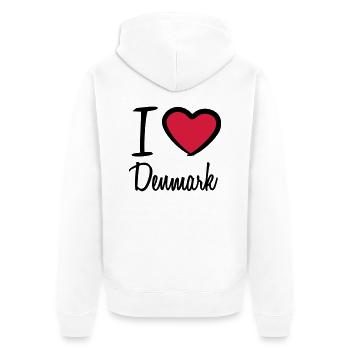 I Love Denmark Danmark Logo - Veste à capuche bio Premium Unisexe - blanc - Dos - Thijin (182cm)