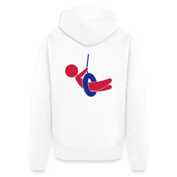 Enfant assis sur une balançoire - Veste à capuche bio Premium Unisexe - blanc - Dos - Thijin (182cm)