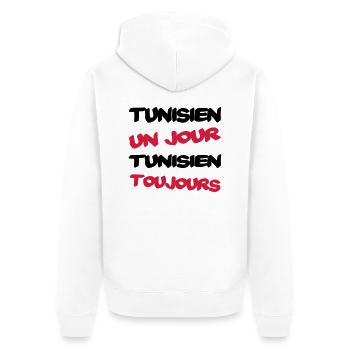 TUNISIEN un jour... - Unisex Premium Bio Zip Hoodie - Weiß - Hinten - Thijin (182cm)