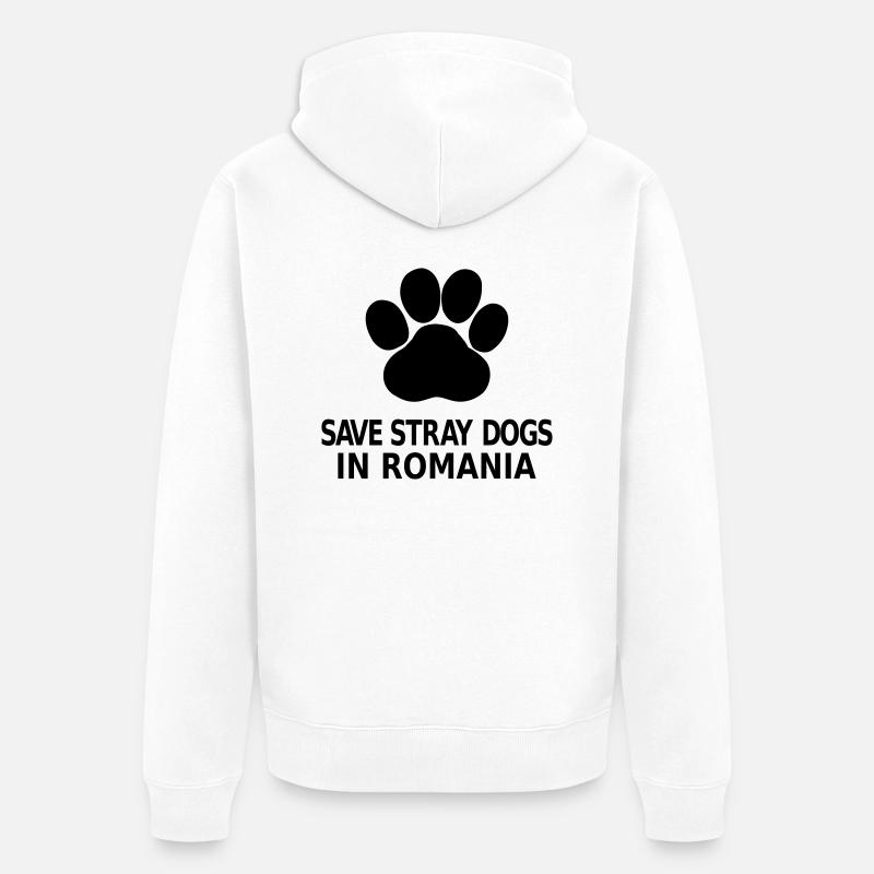 Save Stray Dogs In Romania - Veste à capuche bio Premium Unisexe - blanc