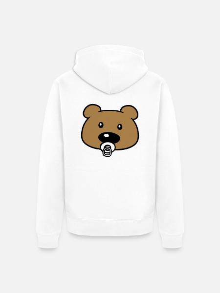 baby bamse ansigt hoved sut suesser mindre - Premium økologisk unisex-hættejakke - hvid