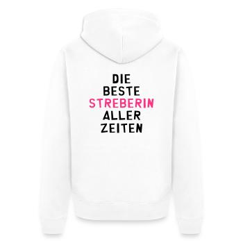 Streber Streberin Schule Kollegen Freund Lehrer - Unisex Premium Bio Zip Hoodie - Weiß - Hinten - Thijin (182cm)