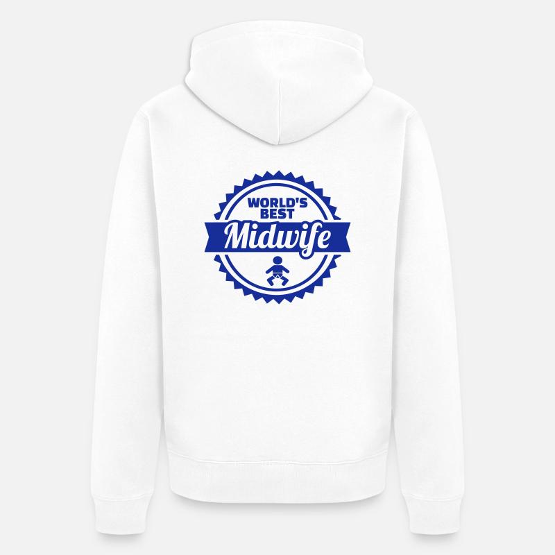 Jordemoder - Premium økologisk unisex-hættejakke - hvid