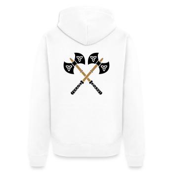 wikinger_aexte_02 - Unisex Premium Bio Zip Hoodie - Weiß - Hinten - Thijin (182cm)