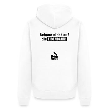 Schaue nicht auf die Eisenbahn | Zug | Zugspiel - Unisex Premium Bio Zip Hoodie - Weiß - Hinten - Thijin (182cm)