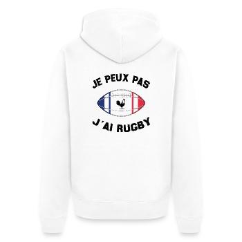 Je Peux Pas J'ai Rugby - Veste à capuche bio Premium Unisexe - blanc - Dos - Thijin (182cm)