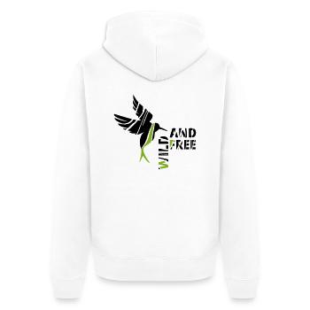 GOWILD Zebravogel - Kolibristyle - Unisex Premium Bio Zip Hoodie - Weiß - Hinten - Thijin (182cm)