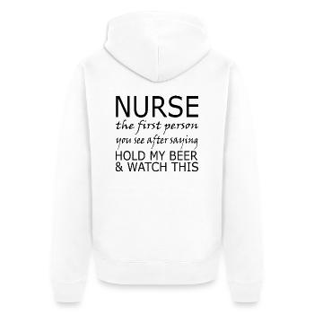 Nurse Krankenschwester Corona - Unisex Premium Organic Zip Hoodie - white - Back - Thijin (182cm)