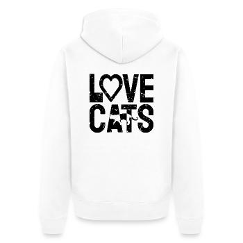 I love Cats ich liebe Katzen Tiere - Unisex Premium Bio Zip Hoodie - Weiß - Hinten - Thijin (182cm)