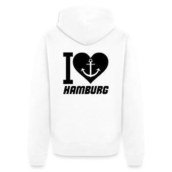 I Love Hamburg - Unisex Premium Bio Zip Hoodie - Weiß - Hinten - Thijin (182cm)
