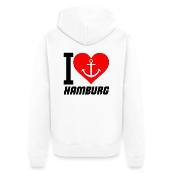 I love Hamburg - Unisex Premium Organic Zip Hoodie - white - Back - Thijin (182cm)