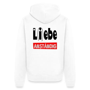 lebe anständig II - Unisex Premium Bio Zip Hoodie - Weiß - Hinten - Thijin (182cm)