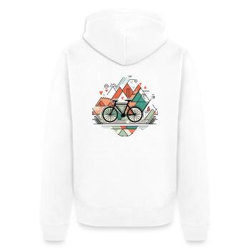 Lignes de vélo minimalistes - Veste à capuche bio Premium Unisexe - blanc - Dos - Thijin (182cm)